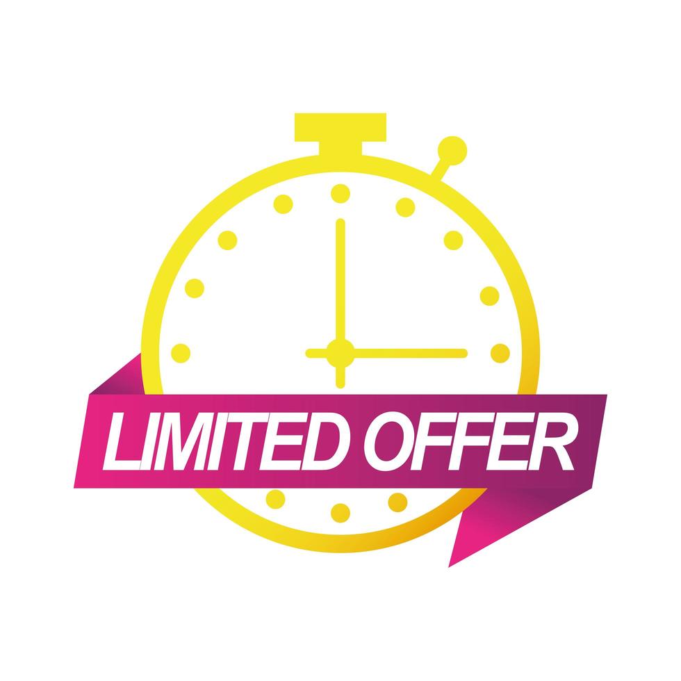 limited offer sale countdown badge with chronometer vector