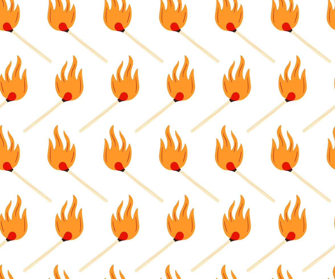Burning match with fire seamless pattern vector