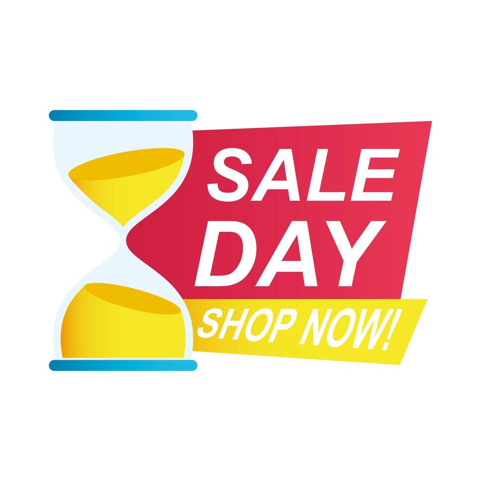 day sale countdown badge with sandglass vector