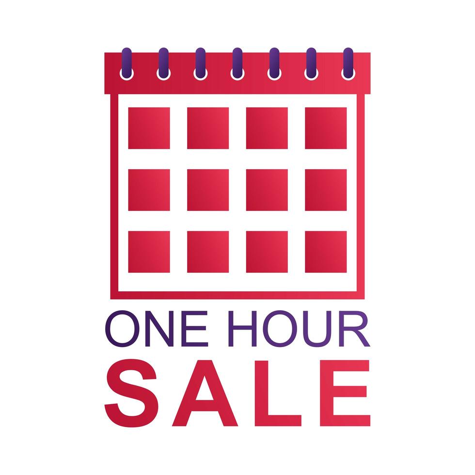 one hour sale countdown badge with calendar vector