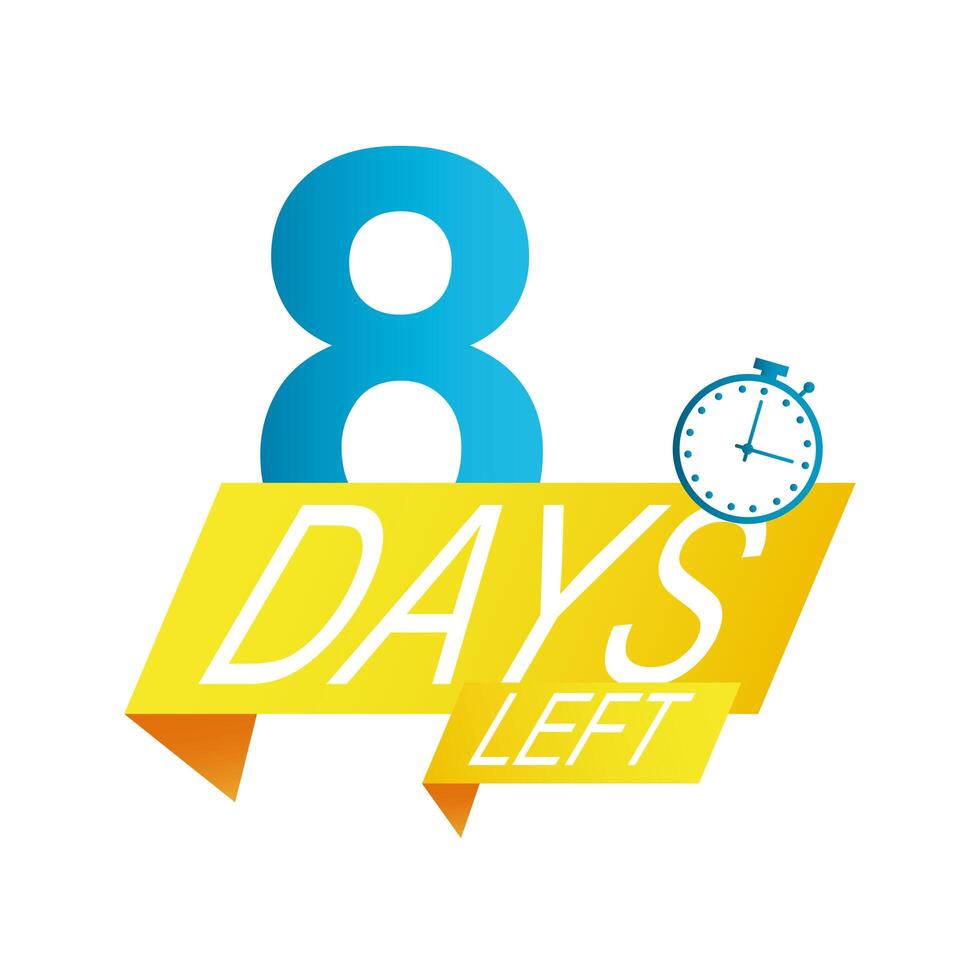 eight days left sale countdown badge vector