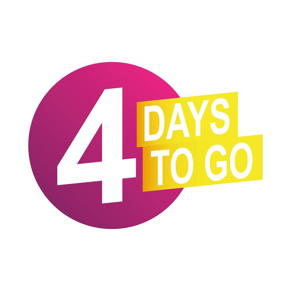 four days to go sale countdown badge vector
