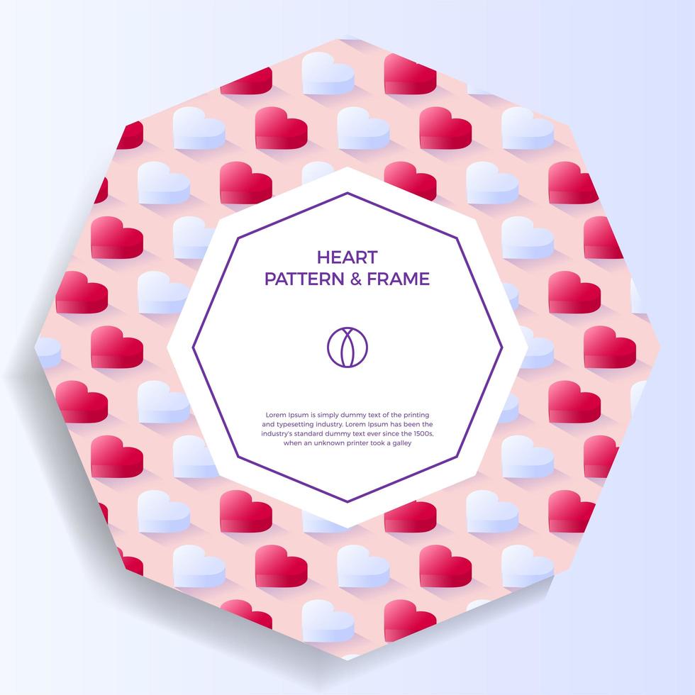 Poster, banner or card Frame Border with love isometric heart vector