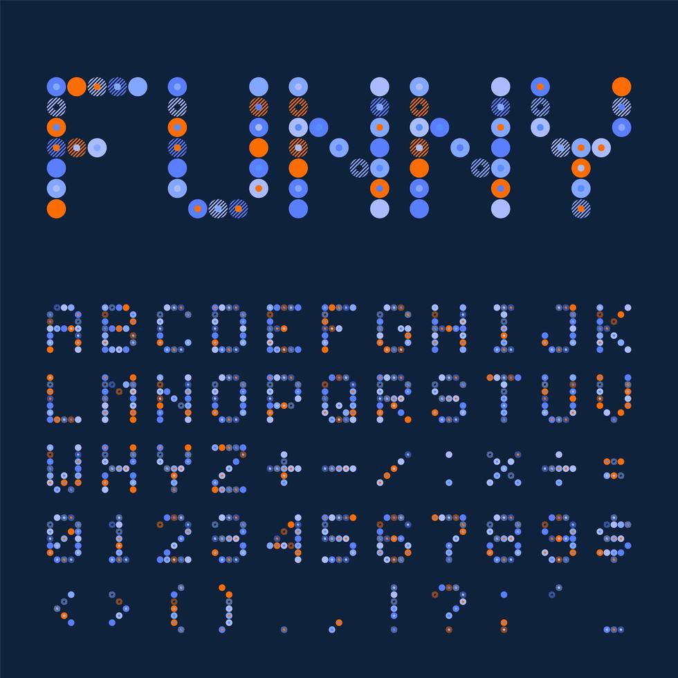 Colorful retro dotted font or alphabet vector