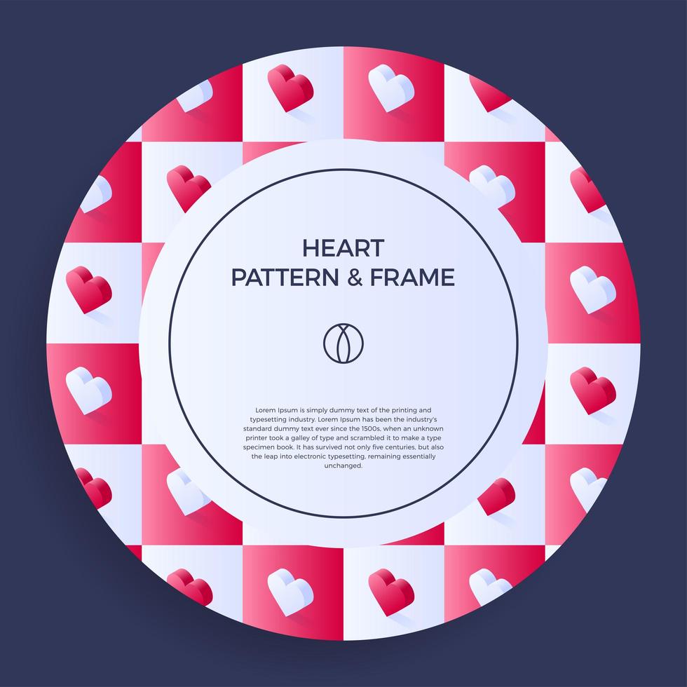 Poster, banner or card Frame Border with love isometric heart vector
