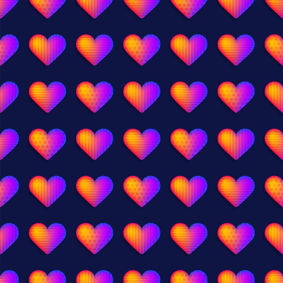 Seamless rainbow realistic heart pattern vector