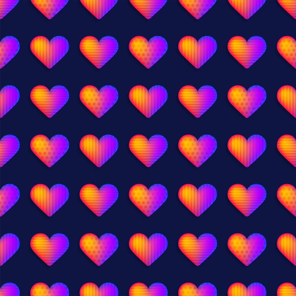 Seamless rainbow realistic heart pattern vector