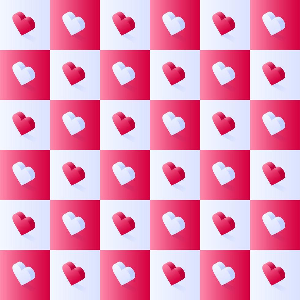 Seamless isometric stock heart pattern vector