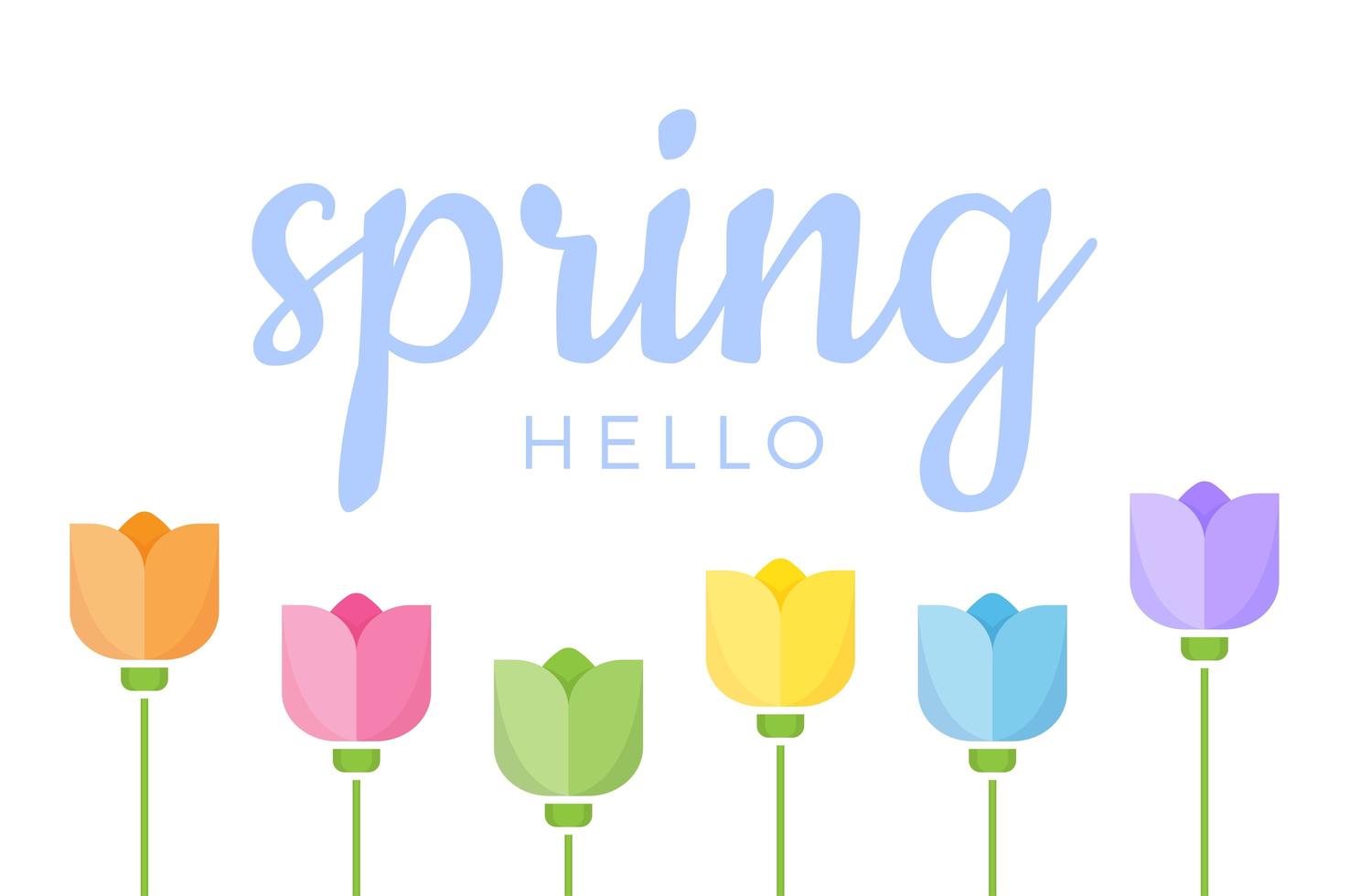 Hello Spring Hand lettered quote vector