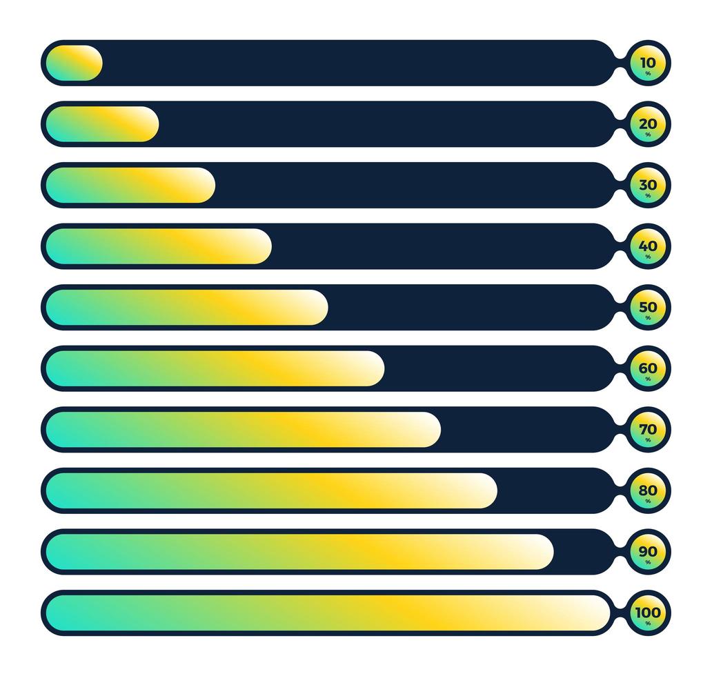 conjunto de barra de carga de progreso de fluido vector