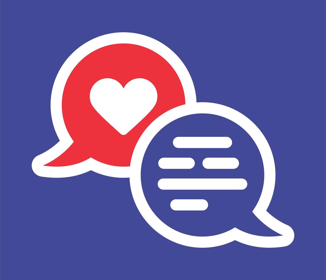 Valentine heart solid vector icon with two chat bubbles