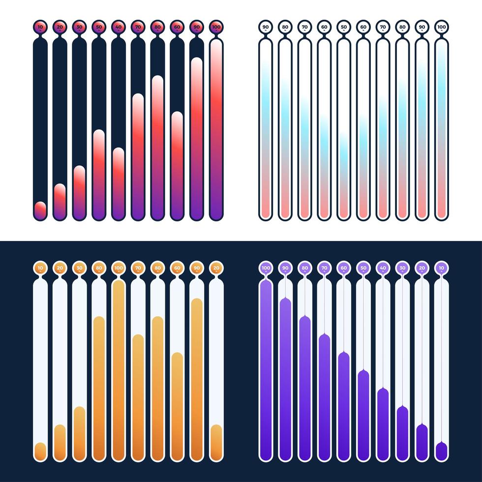 Set of premium quality marketing analytics bar charts vector