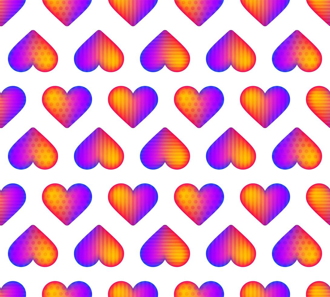 Seamless rainbow realistic heart pattern vector