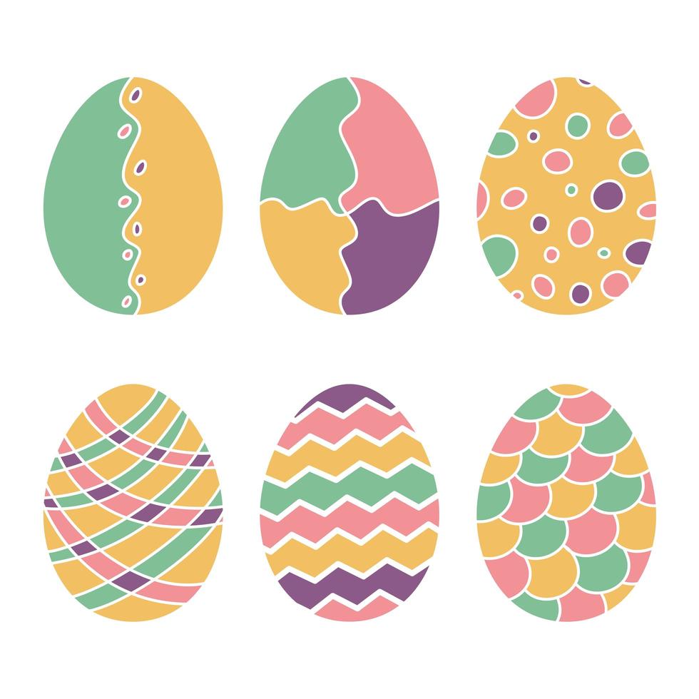 conjunto de huevos de pascua vector