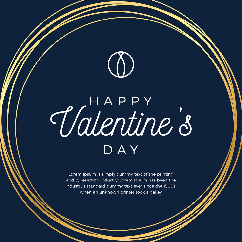 Lovely gold outline frame border for Valentine's Day vector