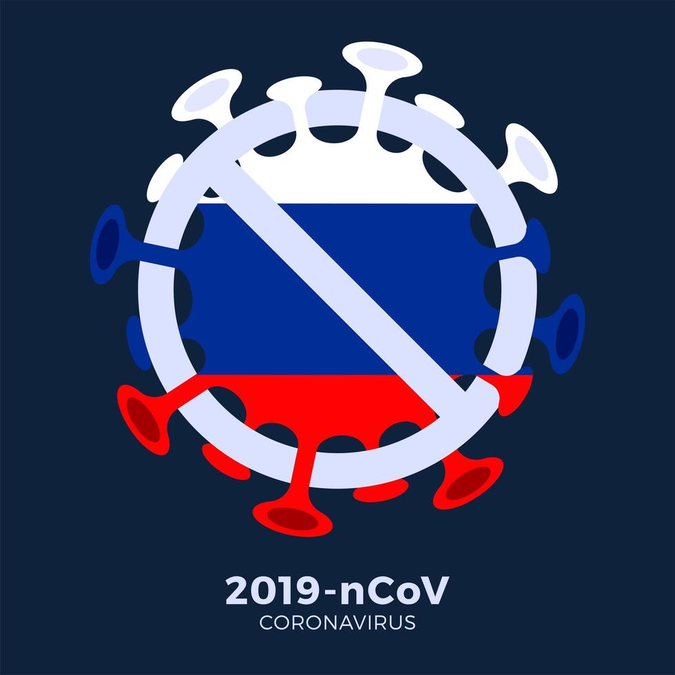 Russia flag Sign caution coronavirus vector