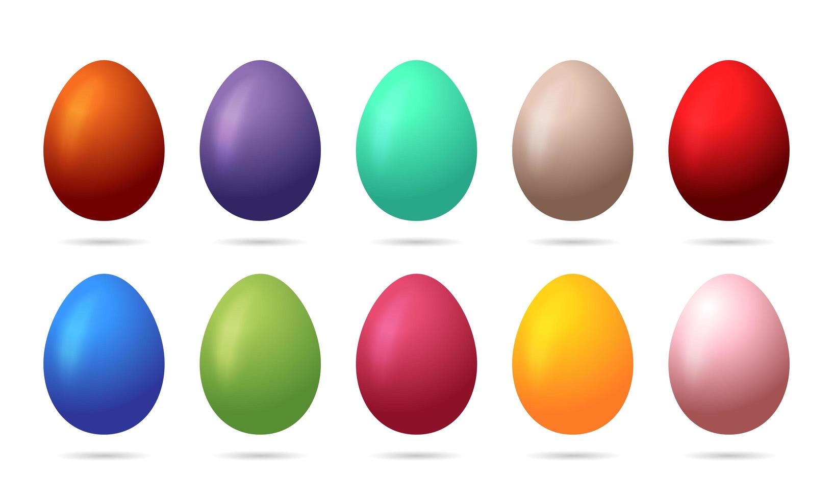 juego de 10 huevos de pascua de color vector