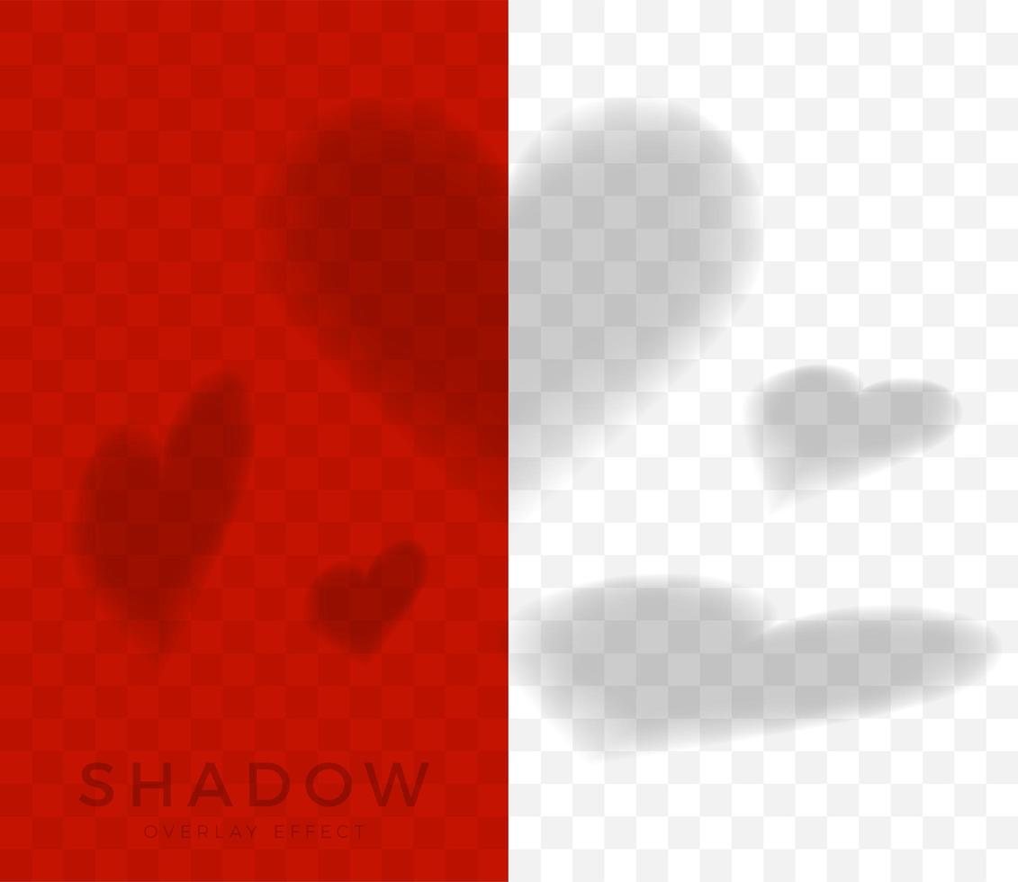 Set of hearts shadow overlay vector