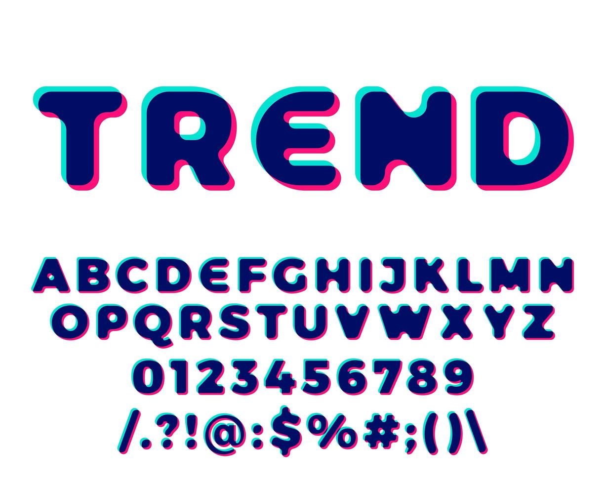 Stereoscopic stereo 3d vector letters and numbers
