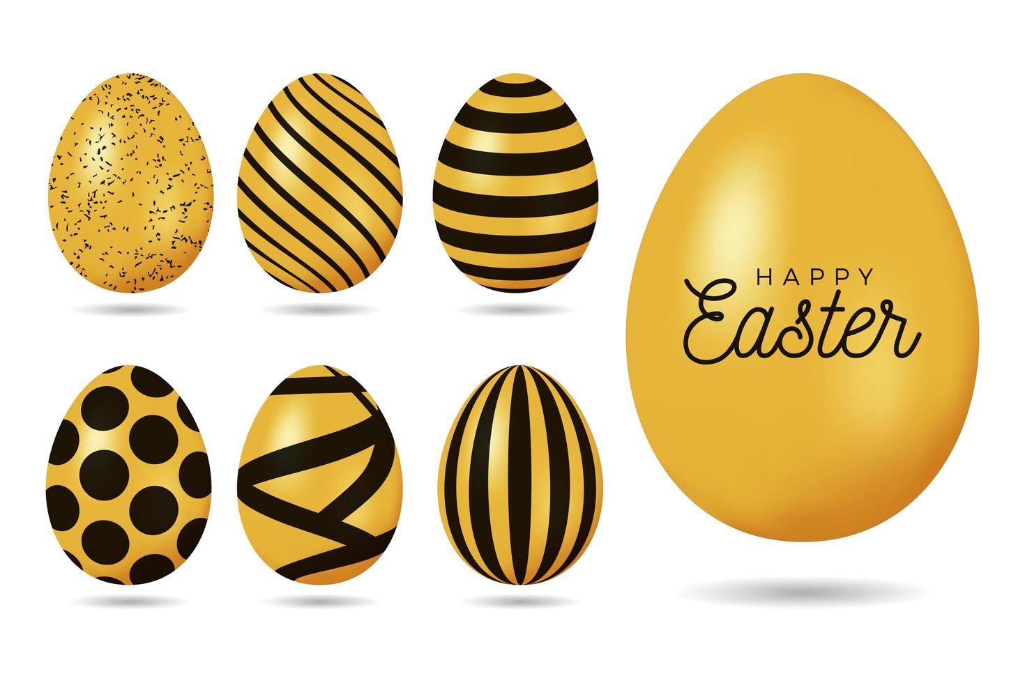 Gold easter egg set vector