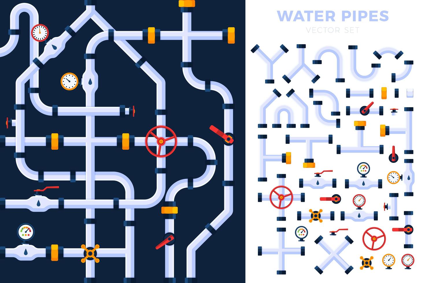 Water pipe set design vector