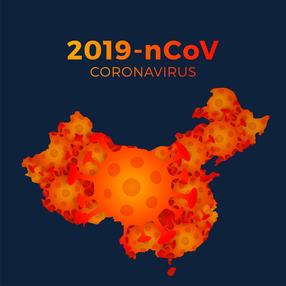 Map of China made up of coronavirus molecules vector