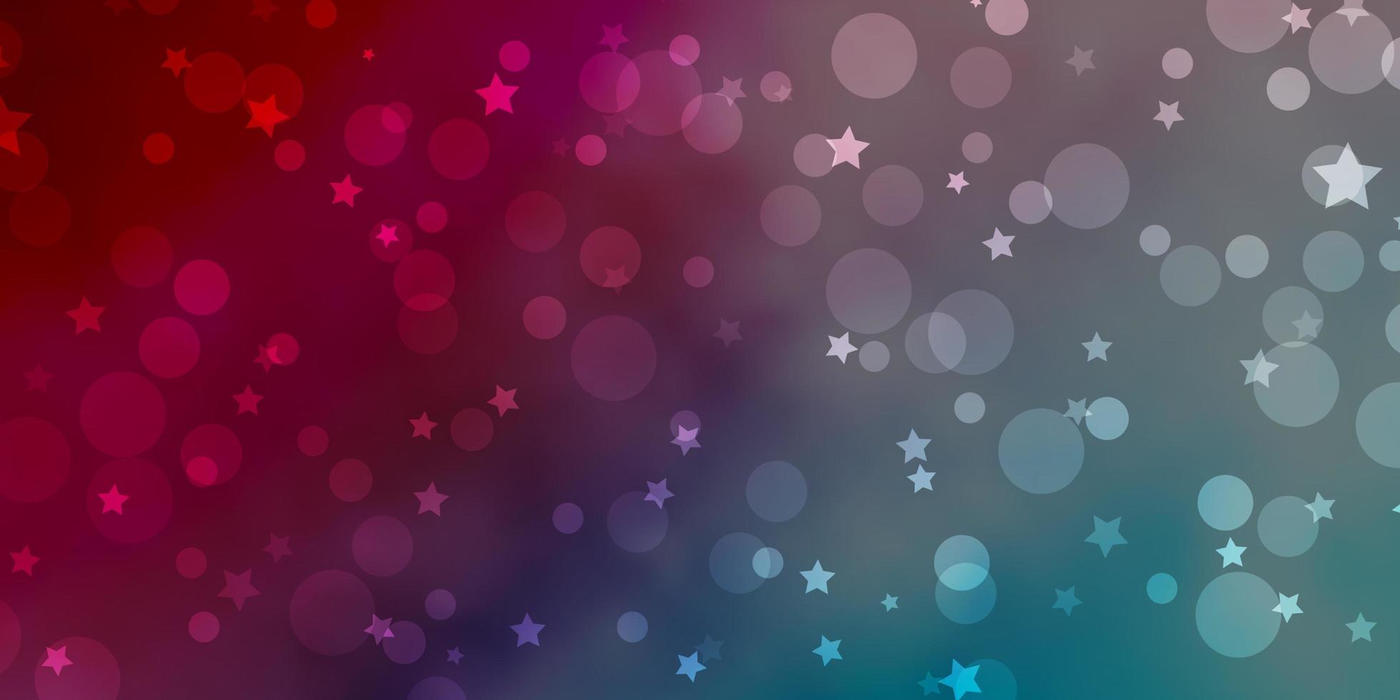 Light Blue, Red vector pattern with circles, stars.