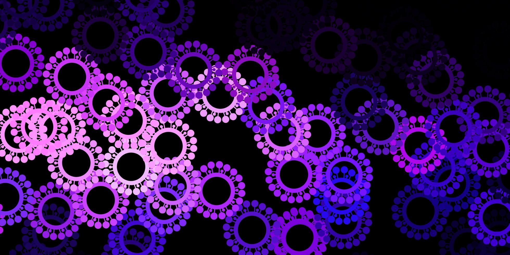 patrón de vector púrpura oscuro, rosa con elementos de coronavirus.