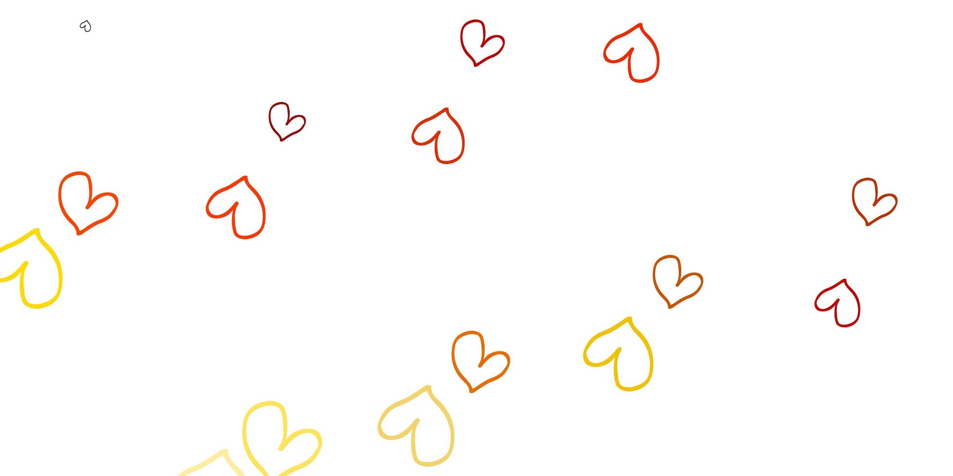 patrón de vector naranja claro con corazones de colores.