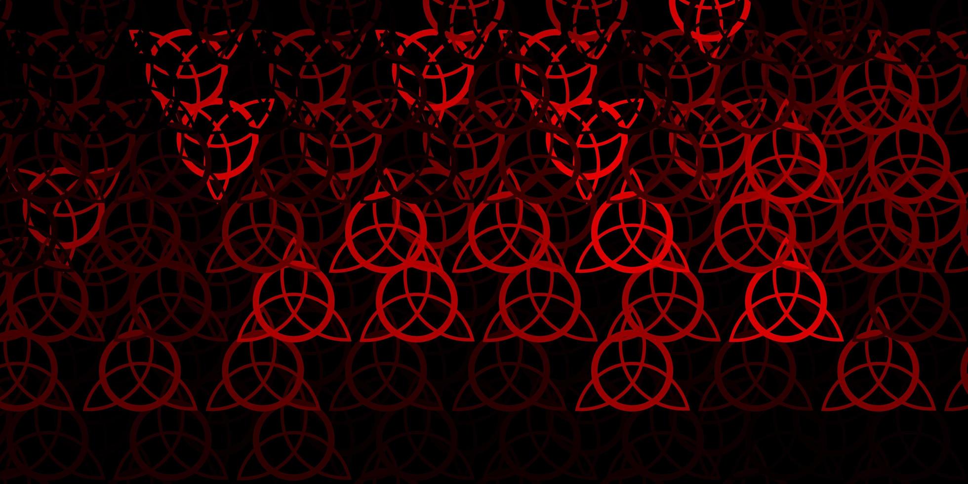 Dark Red vector background with occult symbols.