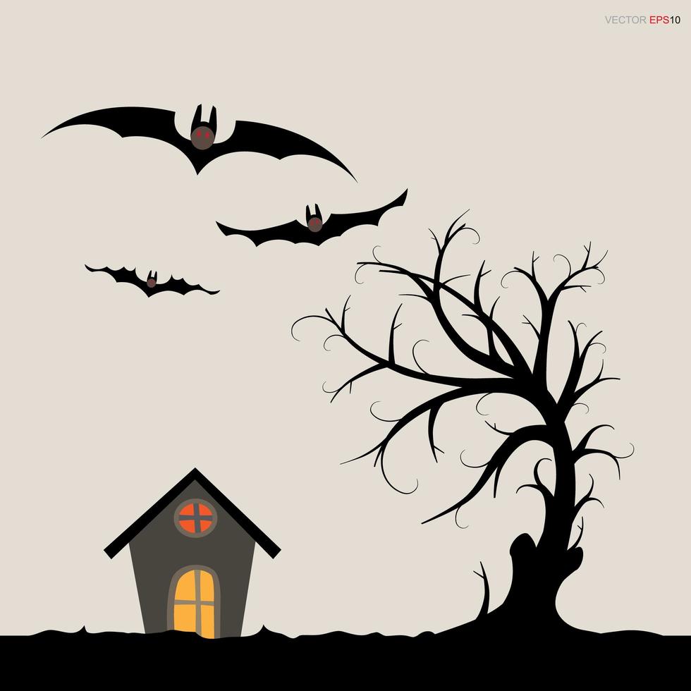 Abstract tree in dark night. Halloween background. Vector. vector