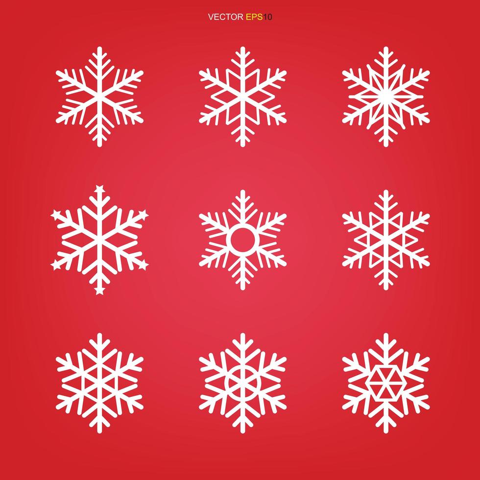 conjunto de iconos de copo de nieve. signo de copo de nieve y símbolo de plantilla de Navidad. estrella abstracta. vector. vector