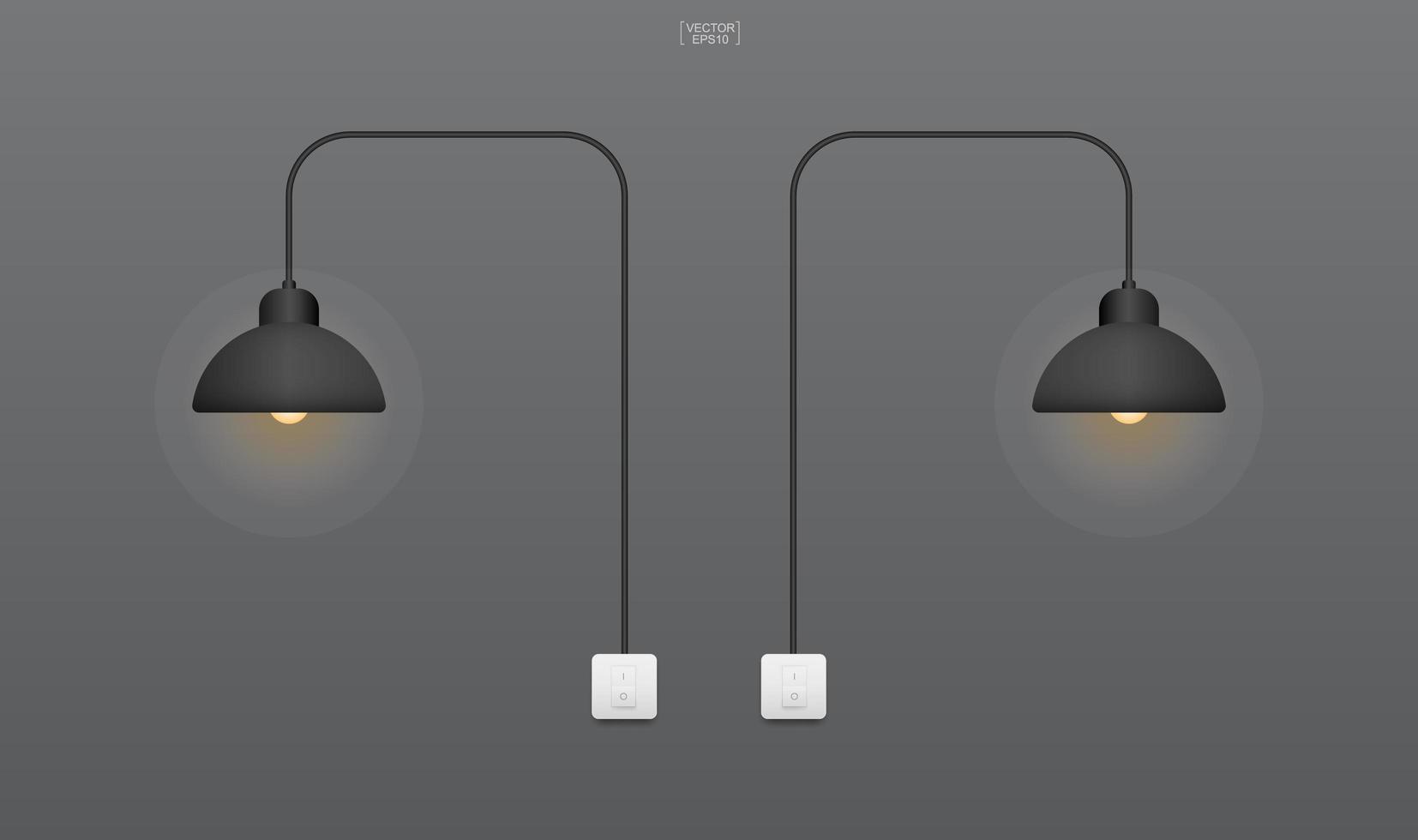 Light bulb or lamp with dark background. Vector. vector