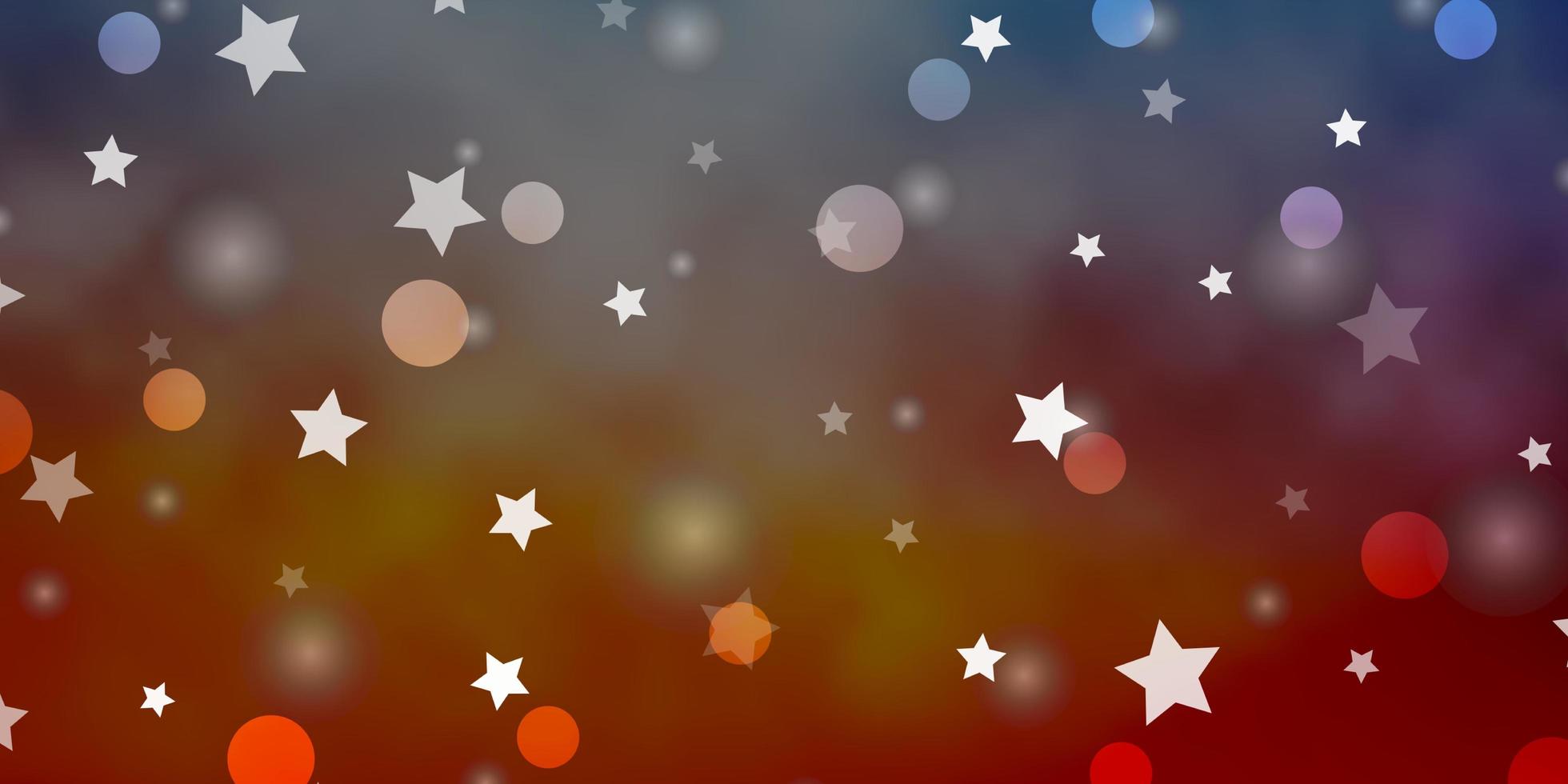 Light Blue, Red vector pattern with circles, stars.