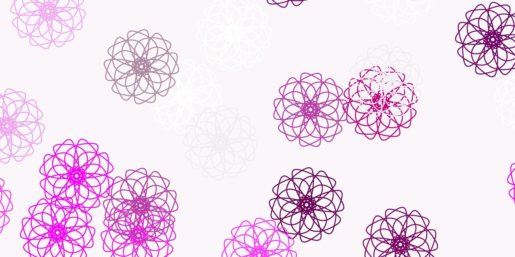 Fondo de doodle de vector rosa claro con flores.