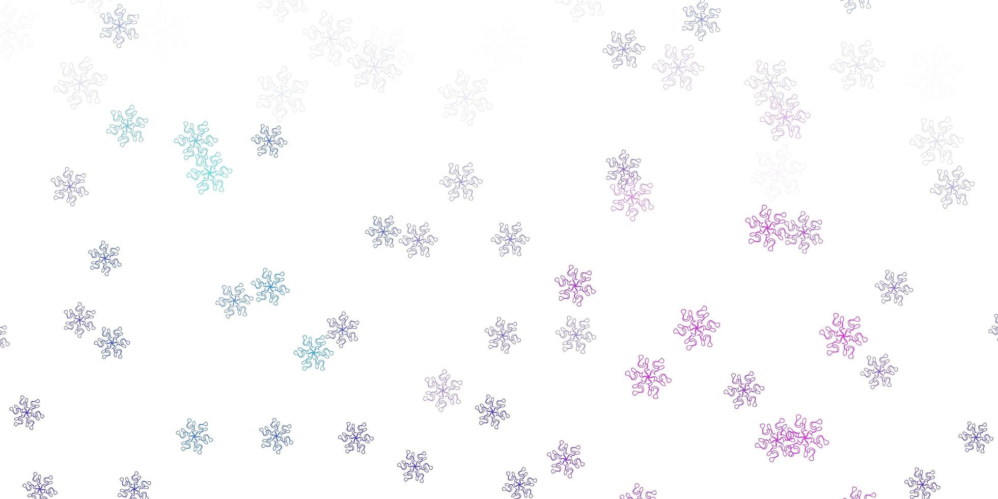 plantilla de doodle de vector rosa claro, azul con flores.