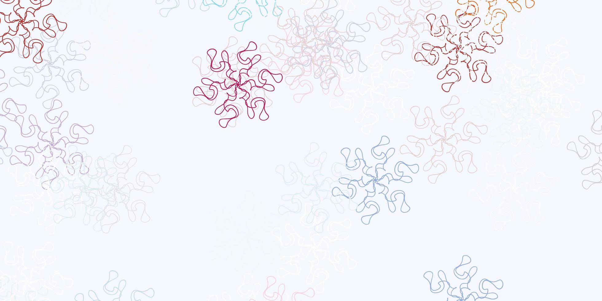 Light blue, red vector doodle texture with flowers.