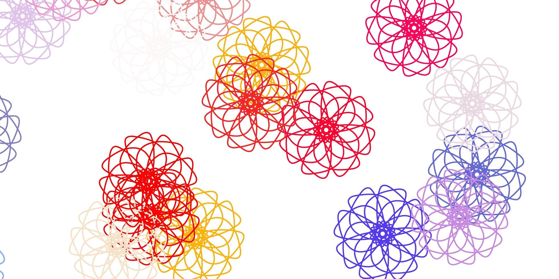 Light red, yellow vector doodle pattern with flowers.