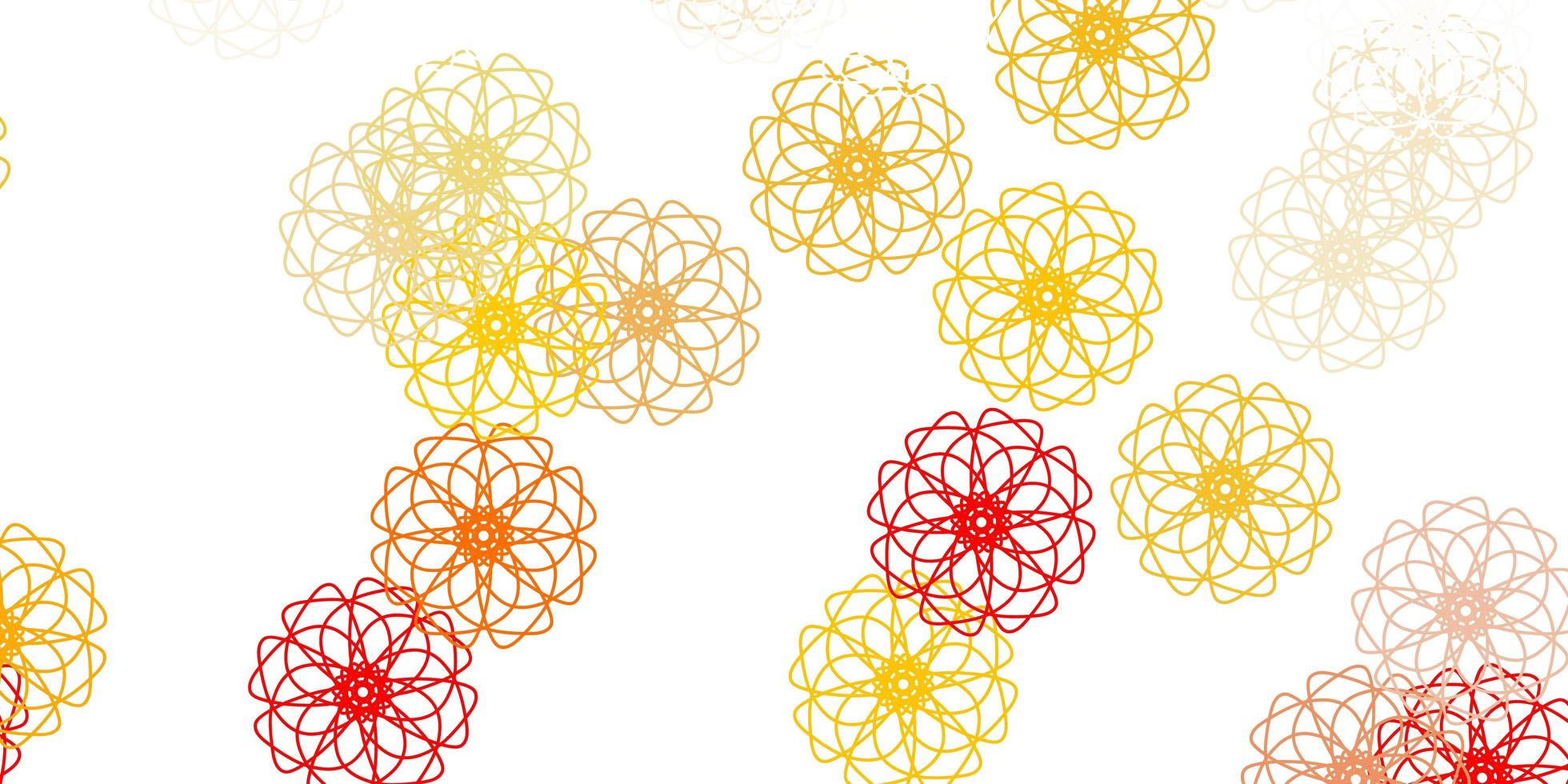 Light orange vector doodle pattern with flowers.