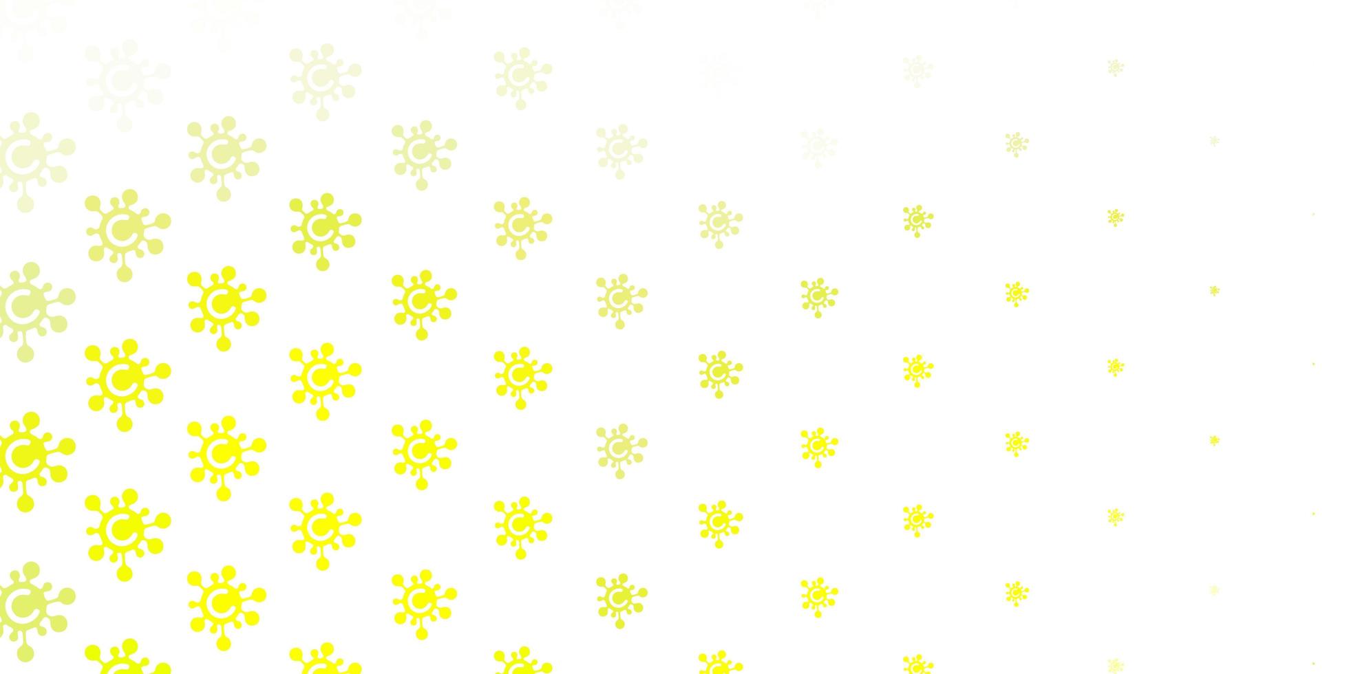 Light Green, Yellow vector background with covid-19 symbols.