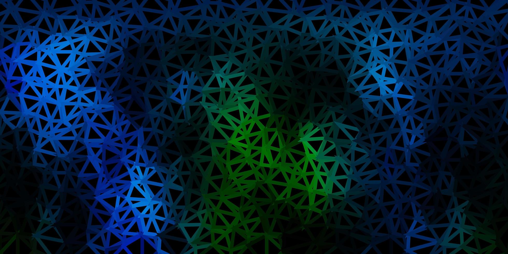 Dark blue, green vector abstract triangle backdrop.