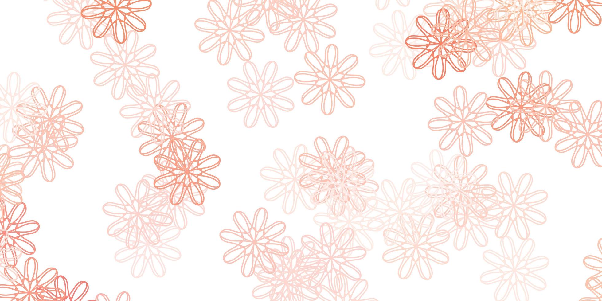 Light Red vector doodle template with flowers.