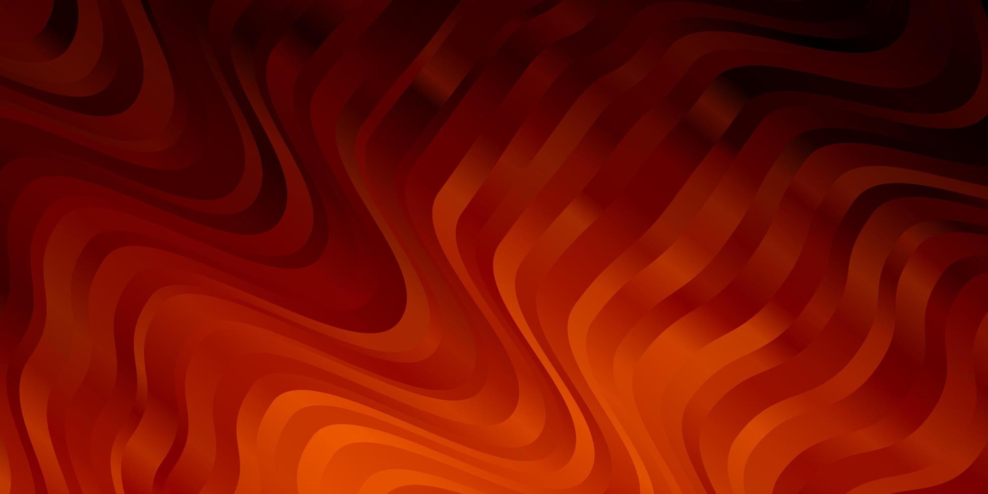 Dark Orange vector background with curved lines.