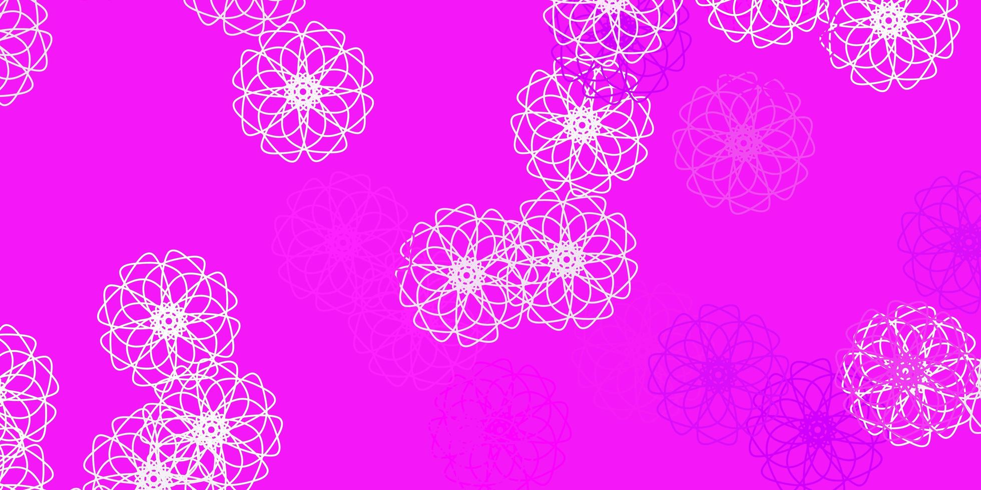 Fondo de doodle de vector rosa claro con flores.