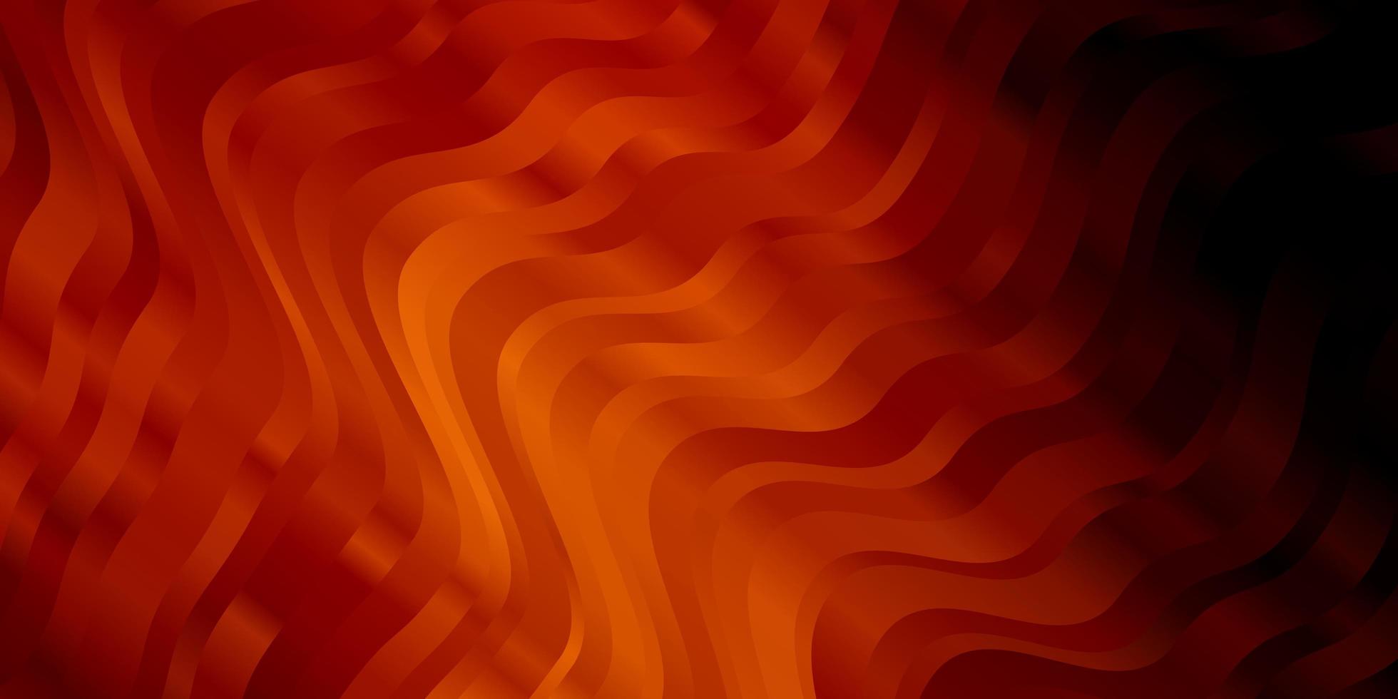 Dark Orange vector background with curved lines.