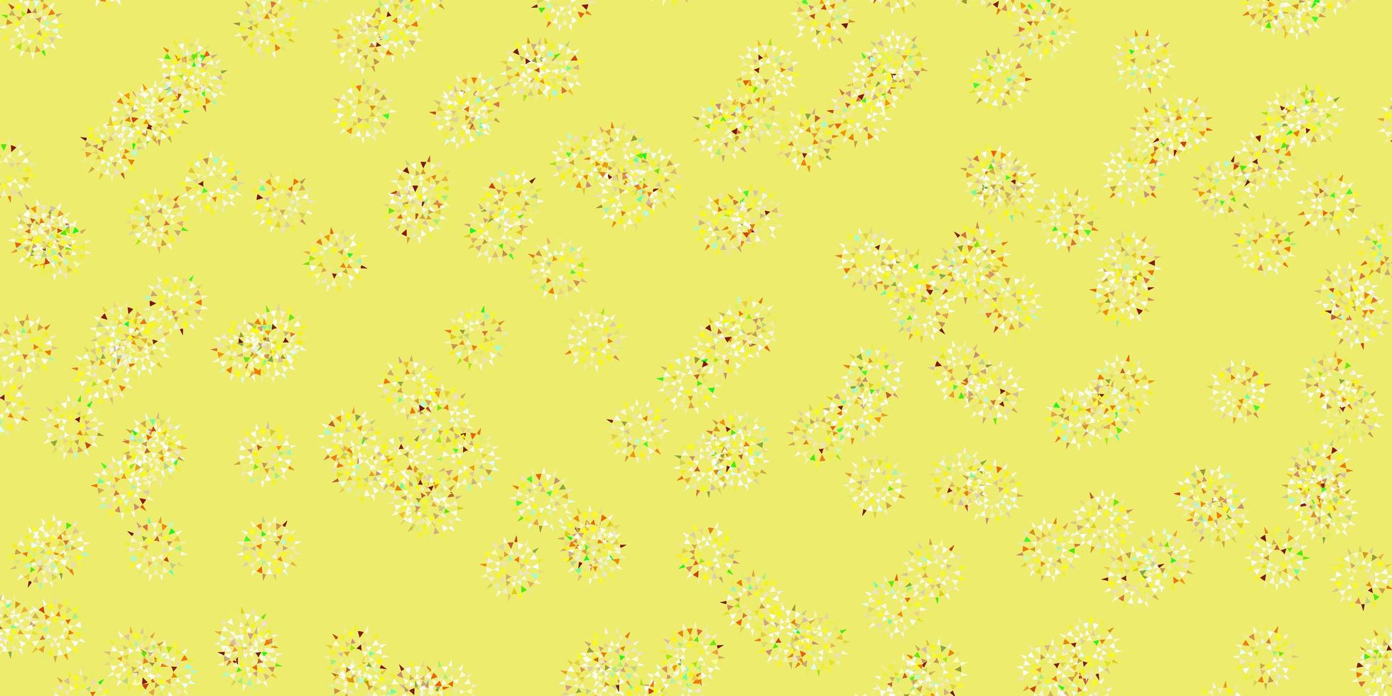 patrón de doodle de vector verde claro, amarillo con flores.