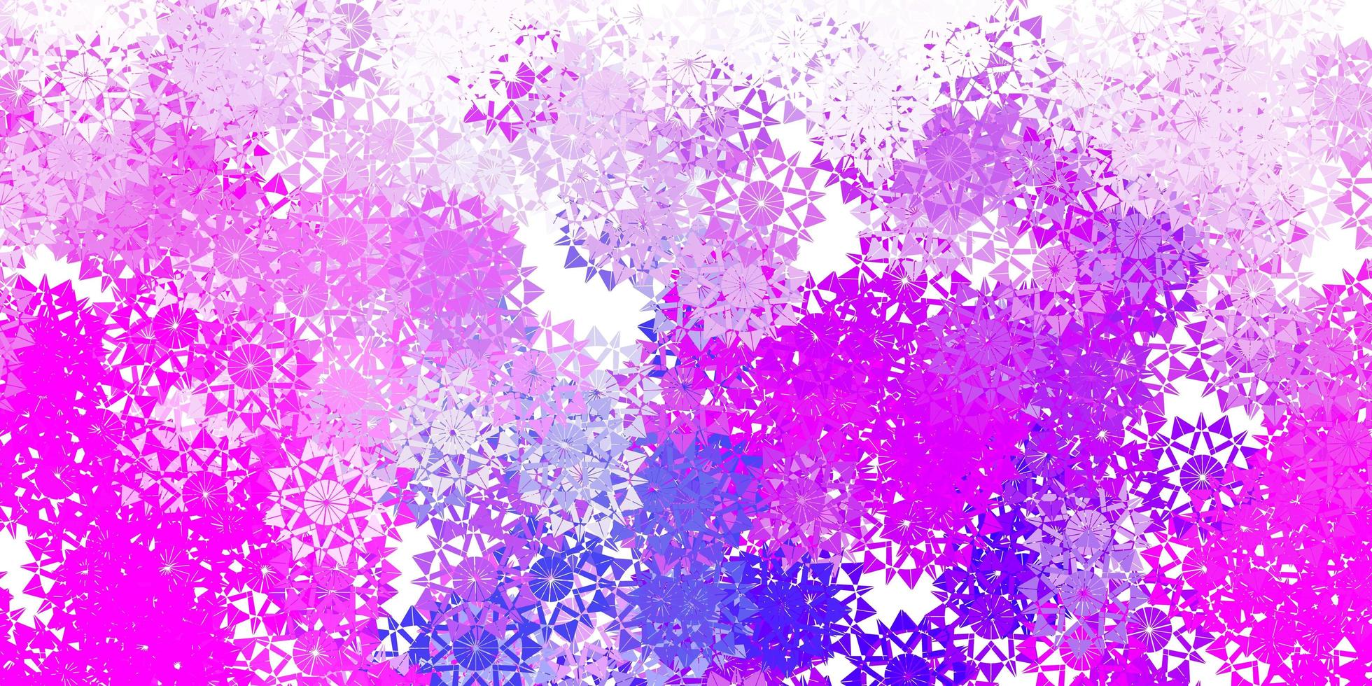 textura de vector rosa claro, azul con copos de nieve brillantes