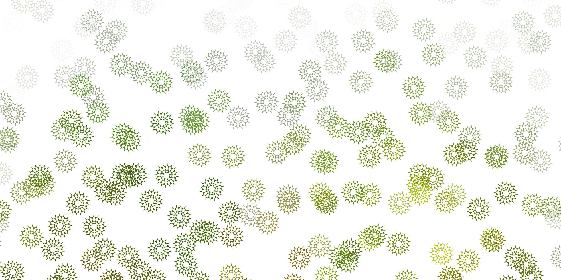 patrón de doodle de vector verde claro con flores.