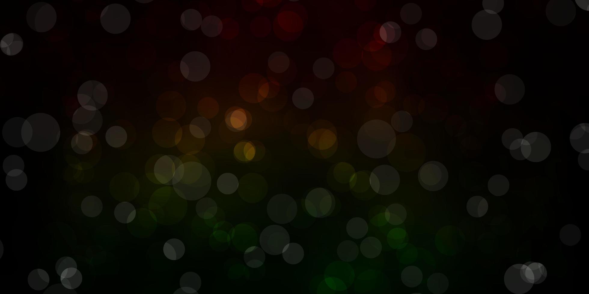 Dark Green, Red vector background with circles.