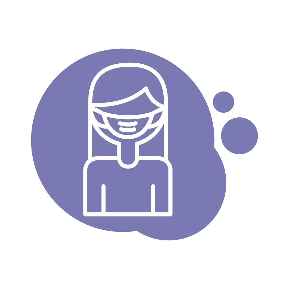 woman using face mask block style icon vector